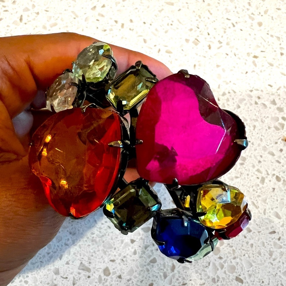 Chunky Multicolor Gemstone Bangle Bracelet Y2k 90s - image 1